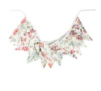 FONDOTIN Guirlande Fanion Triangle Coton Floral Vintage Drapeau Décoratif Réutilisable pour Fête Anniversaire Mariage et Shower Banderole Suspendue pour Intérieur et Extérieur