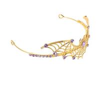 FONDOTIN Halloween Couronne Métal Araignée avec Strass Diadème Tête Toiles Araignée Gothique pour Femme Accessoire Cosplay et Fête Thématique