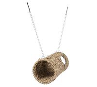 FONDOTIN Hamster Nest Paille Naturelle avec Tunnel Suspendu Maison de Jeu pour Petits Animaux Nid pour Hamsters et Cochons