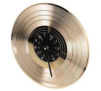 FONDOTIN Horloge Murale Vinyle Décorative Dorée 30 CM pour Salon Cuisine Horloge Musicale Vintage sans Pile Décoration Murale Rétro Originale pour Intérieur Moderne et Classique