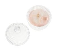 FONDOTIN Houppette à Poudre Double Face en Flocage Végétal, Ronde Grosse Taille Couleur Beige avec Nœud et Motif Floral, Applicateur pour Visage et Corps, Compatible Pot de Verre,