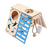 FONDOTIN Jouet D'activité Escalade pour Hamster Maison de Remise Bois Naturel Compact Espace de Jeu pour Petits Animaux Curieux