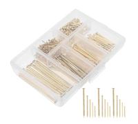 FONDOTIN Kit de 300 Clous Dorés à Tête Ronde en Fer Assortiment 6 Tailles pour Fixation Murale de Tableaux et Décorations Intérieures Accessoires de Fixation pour Plâtre Bois et