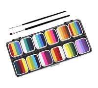 FONDOTIN Kit de Peinture Corporelle Aquarelle 12 Couleurs Dégradé, Palette Maquillage Visage pour Garçon et Filles et Adultes, Peinture Activée par L'eau, Portable pour Cosplay et Fêtes,