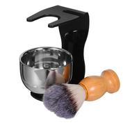 FONDOTIN Kit Rasage Homme Complet avec Bol à Raser Inox Blaireau à Poils Durables et Support Pratique pour Mousse Épaisse et Nettoyage Facile