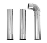 FONDOTIN Kit Tuyaux de Conduit de Cheminée en Acier Inoxydable 3 Pièces pour Poêle de Camping et Chauffage Intérieur/Extérieure, Tube d'Extension pour Évacuation de Fumée