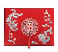 FONDOTIN Livre d'Or Chinois Vintage pour Mariage Registre de Signatures Invités Carnet de Comptes Présents Design Traditionnel Dragon et Phénix pour Réception et Fête de Mariage