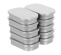 FONDOTIN Lot de 10 Boîtes Métalliques à Couvercle Coulissant 53x34x11 Mm, Étui Portable en Fer Mat Argenté, Mini Boîte de Rangement à Lèvres et Échantillons de Parfum, Usage