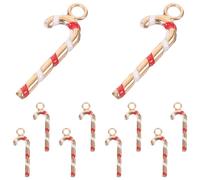 FONDOTIN Lot de 10 Breloques de Noël en Alliage Pendentifs Canne à Sucre Miniatures Décorations DIY pour Bracelets Colliers et Créations de Bijoux Festifs Charme de Noël pour Artisanat