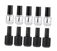 FONDOTIN Lot de 10 Flacons Vides pour Gel à Ongles 15 Ml en Verre Transparent et Noir Mat Étanches Réutilisables pour Manucure et Beauté des Ongles Pinceau Intégré