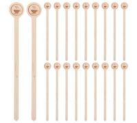 FONDOTIN Lot de 100 Agitateurs à Café en Bois Naturel 15 CM Bâtonnets Mélangeurs Réutilisables avec Tête Ronde 20 MM Cuillères à Mélanger pour Espresso Cocktails et Réutilisable