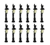 FONDOTIN Lot de 12 Lampadaires Miniatures en Résine Noire Micro Éclairage Paysager Décoratif pour Maison de Poupée Accessoires de Jardin Miniature et Diorama Intérieur pour Scènes