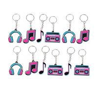 FONDOTIN Lot de 12 set de Porte-Clés Musical en PVC Forme Note de Musique Multicolore Décoration Fête Anniversaire Dj Accessoires Présents pour Paquet Présents sur Thème Chanteurs