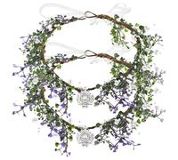 FONDOTIN Lot de 2 Bandeaux pour Femme Fleurs Mariage Faits Main Couronne de Fleurs Blanche Strass Décoratif Serrage-Tête Léger Réglable pour Mariée et Cérémonie Accessoires Coiffure