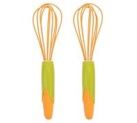 FONDOTIN Lot de 2 Batteurs à Œufs Manuels Rotatifs en Silicone Antirouille 254 CM Poignée Antidérapante Orange Cuisine et Pâtisserie