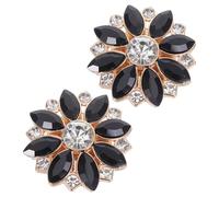FONDOTIN Lot de 2 Caches-boutons en Alliage Strass Noir Motif Fleur Solaire, Diamètre Intérieur 13,5 Mm, Boutons à Pression Détachables pour Chemises, Smokings et Accessoires de