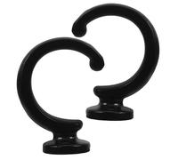 FONDOTIN Lot de 2 Crochets Muraux en Alliage de Zinc Noir, Crochets pour Rideaux et Serviettes, Forme Croissant, Supports Robustes et Antidérapants, Embrasses Murales Polyvalentes pour