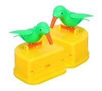 FONDOTIN Lot de 2 Distributeurs Automatiques de Cure-dents de Petit Oiseau Vert et Jaune, Boîte Porte-cure-dents Compacte et Hygiénique, Maison, les Repas en Plein Air Voyage