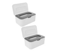 FONDOTIN Lot de 2 Distributeurs de Lingettes Réutilisables Couvercle Boîte Étanche Gris pour Lingettes Sèches et Humides Porte-Lingettes Portable Maison et Voyage