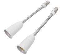 FONDOTIN Lot de 2 Douilles Flexibles Rallonge 19,5 Cm E14 à E27, Support de Lampe, Rallonge de Douille à Vis, Adaptateur D'extension pour Éclairage Intérieur et Spots Orientables