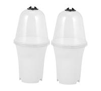 FONDOTIN Lot De 2 Jardinières Étouffantes Rondes Plastique Blanc Moyen avec Couvercles pour Plantes Succulentes, Contrôle Ventilation Réglable, Usage Jardin Intérieur Et Semis