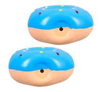 FONDOTIN Lot de 2 Jouets à Mâcher pour Chiots en Latex Bleu Ciel Jouets Interactifs de Donut Qui Couinent Accessoires pour Chien Stimulant L’Hygiène Dentaire et L’Activité Physique