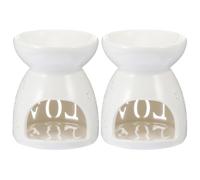 FONDOTIN Lot de 2 Lampes à Arôme en Céramique pour Brûleur à Cire Électrique, Chauffe-Huile Électrique Décorative, Diffuseur Aromathérapie Bureau et Salon, Lampe de Bureau Parfumée