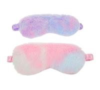 FONDOTIN Lot de 2 Masques de Sommeil Doux en Peluche Motif Lapin Bandeau Élastique Ajustable Occultant Complet Couleurs Bleu et Rose Confort Peau Sensible pour Voyages et Siestes