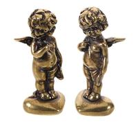 FONDOTIN Lot de 2 Ornements pour Bain d'oiseaux en Laiton, Disque Décoratif Mini de Cupidon, Accessoire Extérieur pour Bassin à Oiseaux, Purification Naturelle de l'eau, Décoration