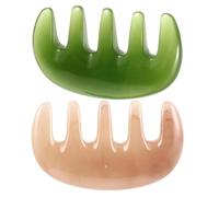 FONDOTIN Lot De 2 Peignes De Massage Du Cuir Chevelu à Dents Larges En Cire De Résine Taille Moyenne Outil De Soin Acupuncture Massage Relaxant Pour Adultes Et Cou Couleurs Rose Et Vert