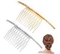 FONDOTIN Lot De 2 Peignes Latéraux Cheveux Doré Et Argenté, Fin, Barrette De Coiffure Pour Filles, Accessoires Cheveux Décoratifs, Usage Quotidien, Alliage Solide Et Léger