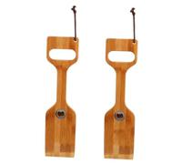 FONDOTIN Lot De 2 Pelles à Barbecue en Bois Irrégulières avec Décapsuleur, Accessoires pour Nettoyage Grill Extérieur, Manches Longs Résistants à La Chaleur, Utilisation Familiale Et Professionnelle