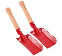 FONDOTIN Lot de 2 Pelles à Jardin en Fer Manche en Bois, Truelles de Jardinage à Main Rouges à Tête Carrée, Outil de Transplantation et Désherbage pour Jardin, Balcon, Potager et Plantes