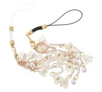 FONDOTIN Lot de 2 Pendentifs de Téléphone Mignons en Perles Breloque Fleur de Lys, Ficelle Blanche et Noire, Accessoire Décoratif Léger Étui et Portable, Présent Pratique et