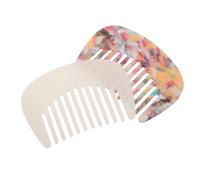 FONDOTIN Lot de 2 Petits Peignes Français à L'Acide Acétique Format Compact Dents Larges Couleurs Mermaid et Multicolore Peignes de Voyage Portables pour Cheveux Bouclés et Lisses