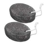 FONDOTIN Lot de 2 Pierres Ponces Naturelles Poreuses pour Pédicure, Pierre Plantaire Gris Foncé Double Face, Outil Exfoliant Réutilisable pour Pieds, Talons et Coudes, Soin Professionnel