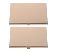 FONDOTIN Lot de 2 Porte-cartes de Visite en Alliage D’aluminium, Étui Fin et Portable 9,3 X 6 Cm, Couleur Or Clair, Protection Poussière et Humidité, Organiseur pour Professionnels