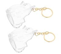 FONDOTIN Lot de 2 Porte-Clés Souvenir pour Poils de Chien Poméranien Souriant Flacon Transparent en Plastique Rechargeable Récipient Commémoratif Portable pour Conservation Visible des