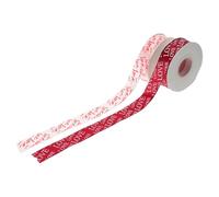 FONDOTIN Lot de 2 Rubans D'emballage Présent en Satin Imprimé Cœurs pour Saint-valentin, Rubans Décoratifs Rose et Rouge, 2 Pièces pour Confection de Nœuds et Décoration Festive