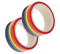 FONDOTIN Lot de 2 Rubans Washi Adhésifs à Rayures Multicolores Déchirables à la Main Ruban Décoratif DIY pour Scrapbooking Papeterie et Loisirs Créatifs Polyvalent