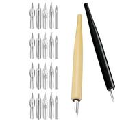 FONDOTIN Lot de 2 sets de Stylos à Plume en Bois avec 20 Plumage Interchangeables Stylo pour Calligraphie Dessin Manga et Bande Dessinée Porte-Plume Transparent et Noir Outil Précis
