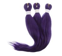 FONDOTIN Lot de 3 Extensions de Cheveux Violets à Tresser Tresses Crochet Pré-Étirées Longues et Lisses Cheveux Synthétiques Doux pour Perruques Afro Coiffures Tressées Festives et