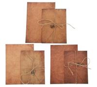 FONDOTIN Lot de 3 Sets de Ensembles D’Écriture Vintage A5 en Papier Kraft Enveloppes à Motifs Feuilles Ancre et Clé Papier D’Impression Ancien pour Calligraphie Lettres Manuscrites et