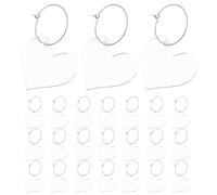 FONDOTIN Lot de 30 Breloques Fantaisie en Acrylique Transparent de Cœur 3,6 X 3,5 Cm pour Verres à Vin et Tasses, Marqueurs D’identification de Boissons pour Mariages, Fêtes et
