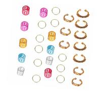 FONDOTIN Lot de 30 Manchettes Décoratives pour Cheveux, Épingles à Cheveux Dorées Petites et Grandes, Anneaux Dorés 1,4 Cm, Accessoires Coiffure Femmes, DIY Tresses Africaines, Fête