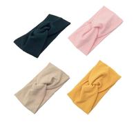 FONDOTIN Lot de 4 Bandeaux de Yoga en Coton Tressé, Taille Unique, Bandeaux à Nœud Croisé, pour Femmes et Filles, Couleurs Vert Foncé, Gingembre, Beige et Rose, Accessoires Cheveux