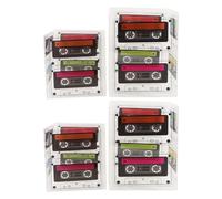 FONDOTIN Lot de 4 Boîtes à Bonbons Années 80 Style Cassette Audio en Plastique Coloré, Grandes et Petites Tailles, Décorations Fête Rétro Hip Hop, Centre de Table Multifonction