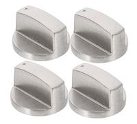 FONDOTIN Lot de 4 Boutons de Cuisinière à Gaz en Métal Argenté 6 Mm Droit Boutons de Commande du Brûleur Universels pour Four Plaque Cuisson Accessoire de Remplacement la Cuisine