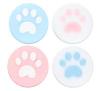 FONDOTIN Lot de 4 Capuchons de Protection pour Joystick Switch en Silicone Rose et Bleu Motif Patte de Chat, Revêtement Antidérapant pour Boutons, Accessoire Gaming pour Améliorer la Prise
