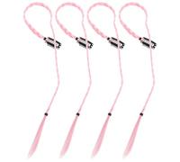 FONDOTIN Lot de 4 Extensions Tresses Queue de Cheval Synthétiques Douces Rose Cerisier Clips Faciles à Poser Perruques Tressées Longues pour Sport Cosplay et Usage Quotidien